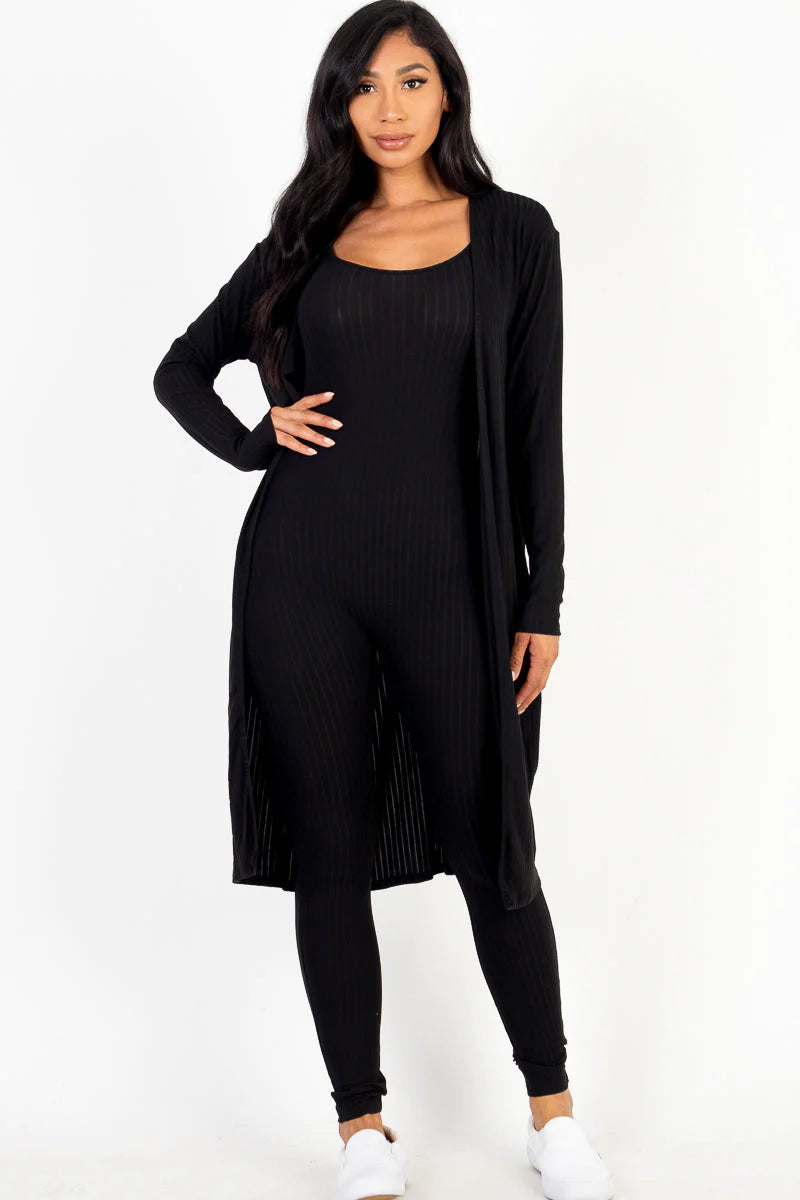 Ribbed Cardigan & Jumpsuit Set (CAPELLA)