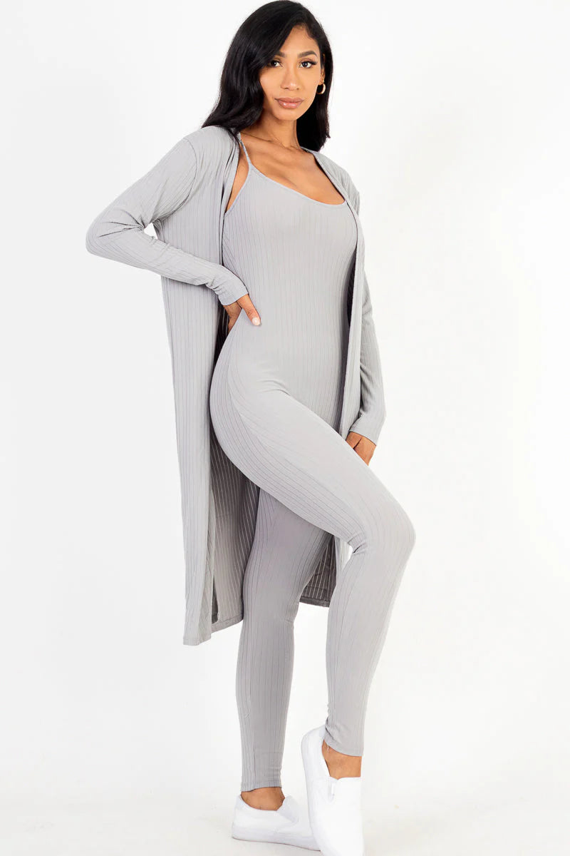 Ribbed Cardigan & Jumpsuit Set (CAPELLA)