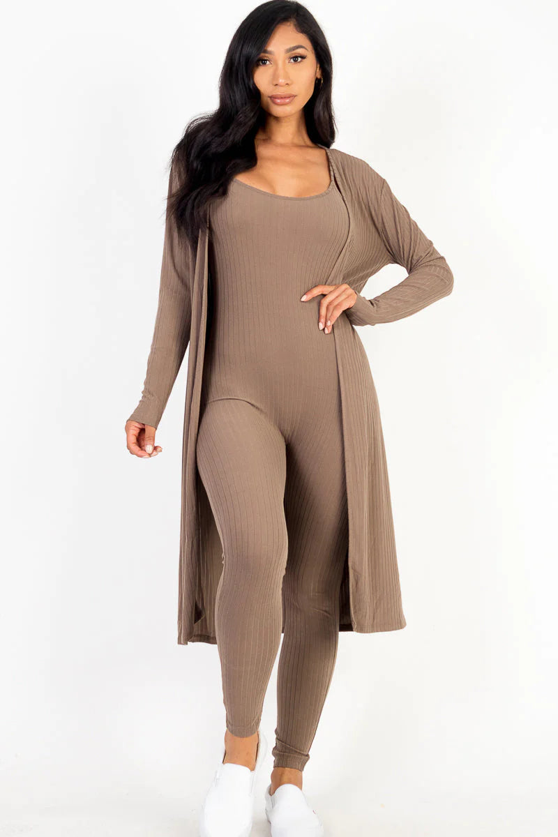 Ribbed Cardigan & Jumpsuit Set (CAPELLA)