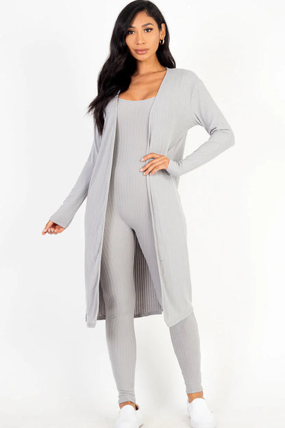 Ribbed Cardigan & Jumpsuit Set (CAPELLA)